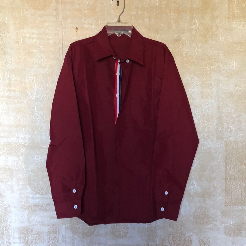 Red/burgundy button down